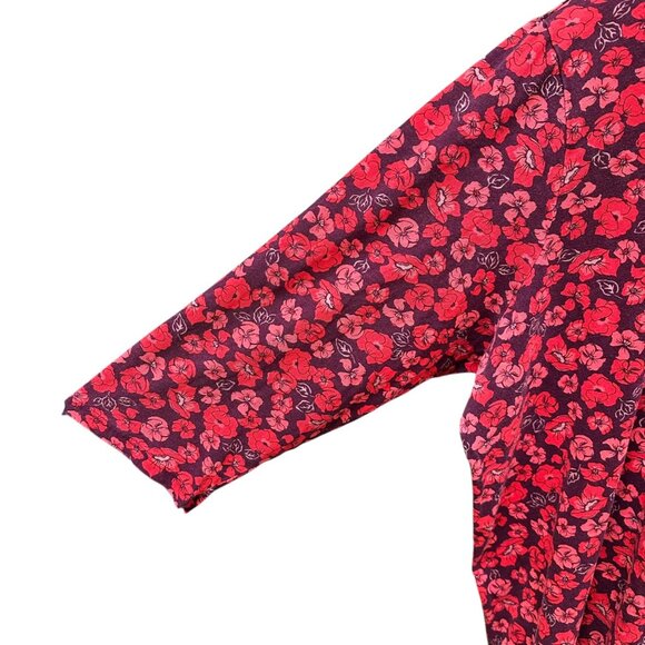 Lands End Ditsy Floral Red & Purple 3/4 Sleeve Tunic Top Spring 2X 20W-22W - Picture 2 of 6